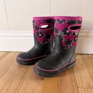 Kids' Pink and Black Floral Bog Boots